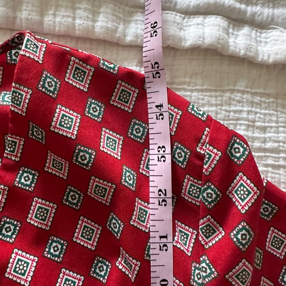 Sandro Paris Red "Laith" Geometric Tile Print Tie-Front Wide Leg Jumpsuit US 4 - Picture 10 of 11